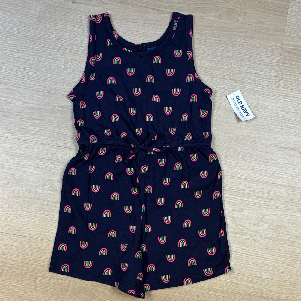 NEW Old Navy Navy Romper with Rainbow Pattern girl’s 5T